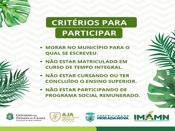 CRITERIOS PARA PARTICIPAR CONCURSO - AGENTE JOVEM AMBIENTAL