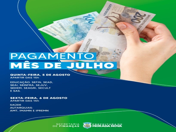 Pagamento do Mês de Julho