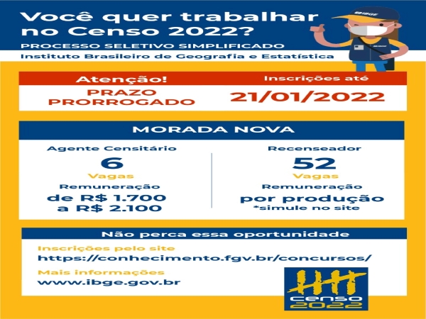 VOCÊ QUER TRABALHAR NO CENSO 2022?